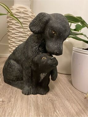 Vintage Scioto Ceramic Mold Guardian Mother Dog & Puppy Garden Statue Sculpture